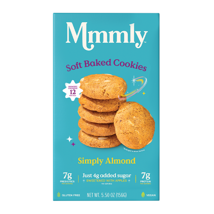 Mmmly Indulgent Classic Cookies Simply Almond flavor in clear, white background