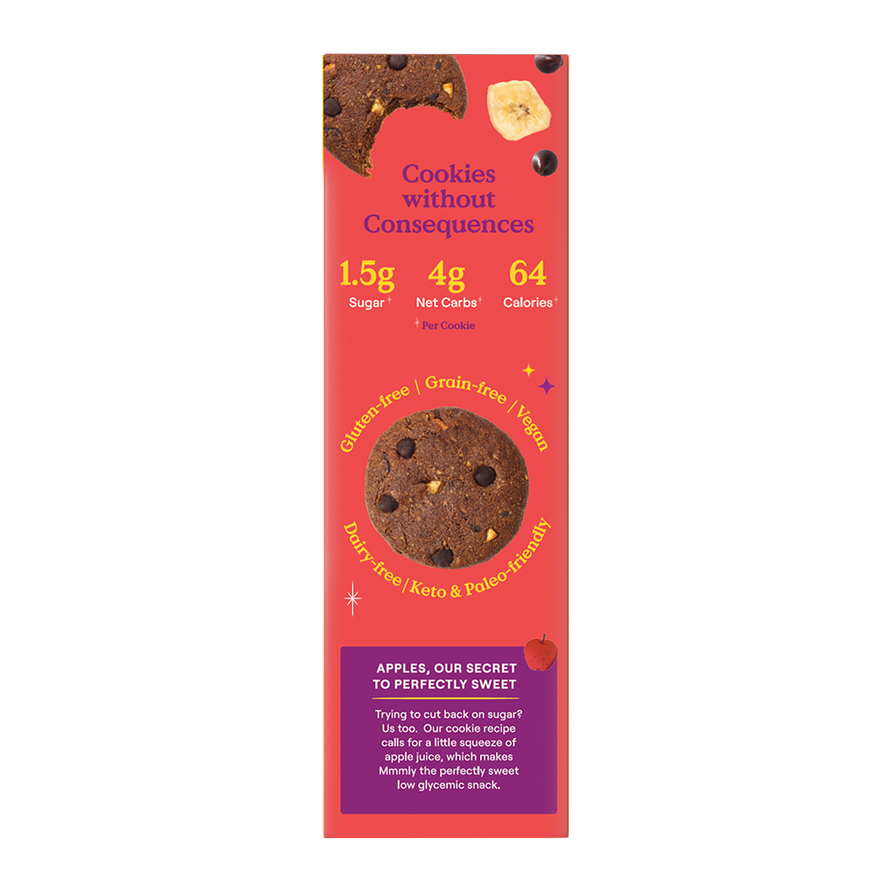 Banana Chocolate Chip Soft Baked Cookies - Side of Box