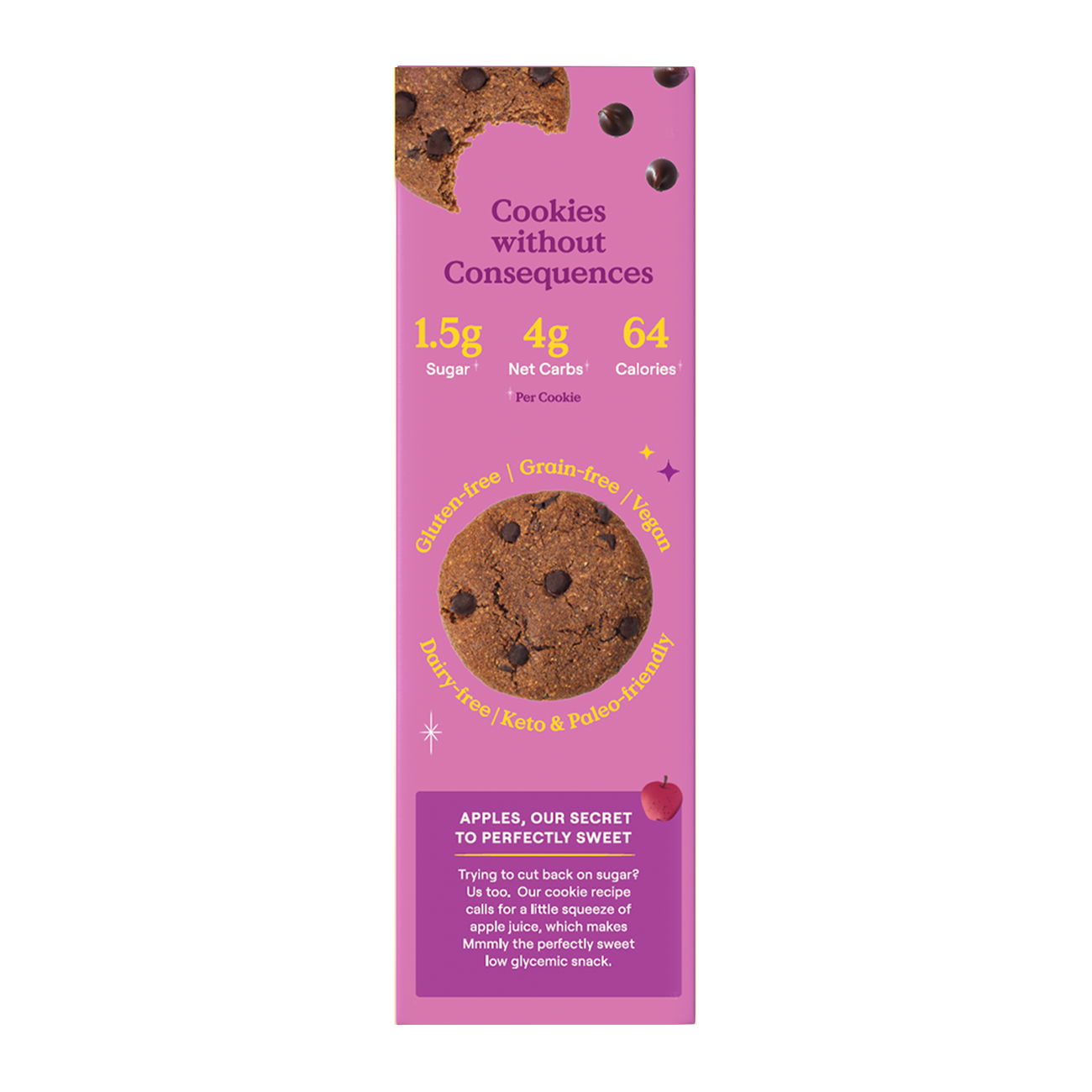 Dark Chocolate Chip Soft Baked Cookies - Side of Box